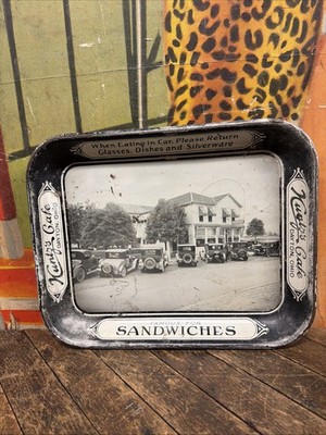 VINTAGE C. 1920 KUNTZS CAFE TRAY SIGN ICE CREAM SANDWICHES DINER DAYTON OHIO HTF