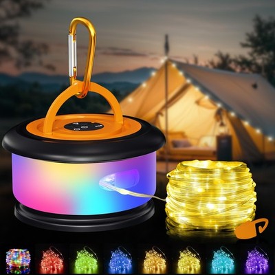 Camping String Lights, Retractable 32.8ft RGB Flash Lamp, Rechargeable LED Fa...