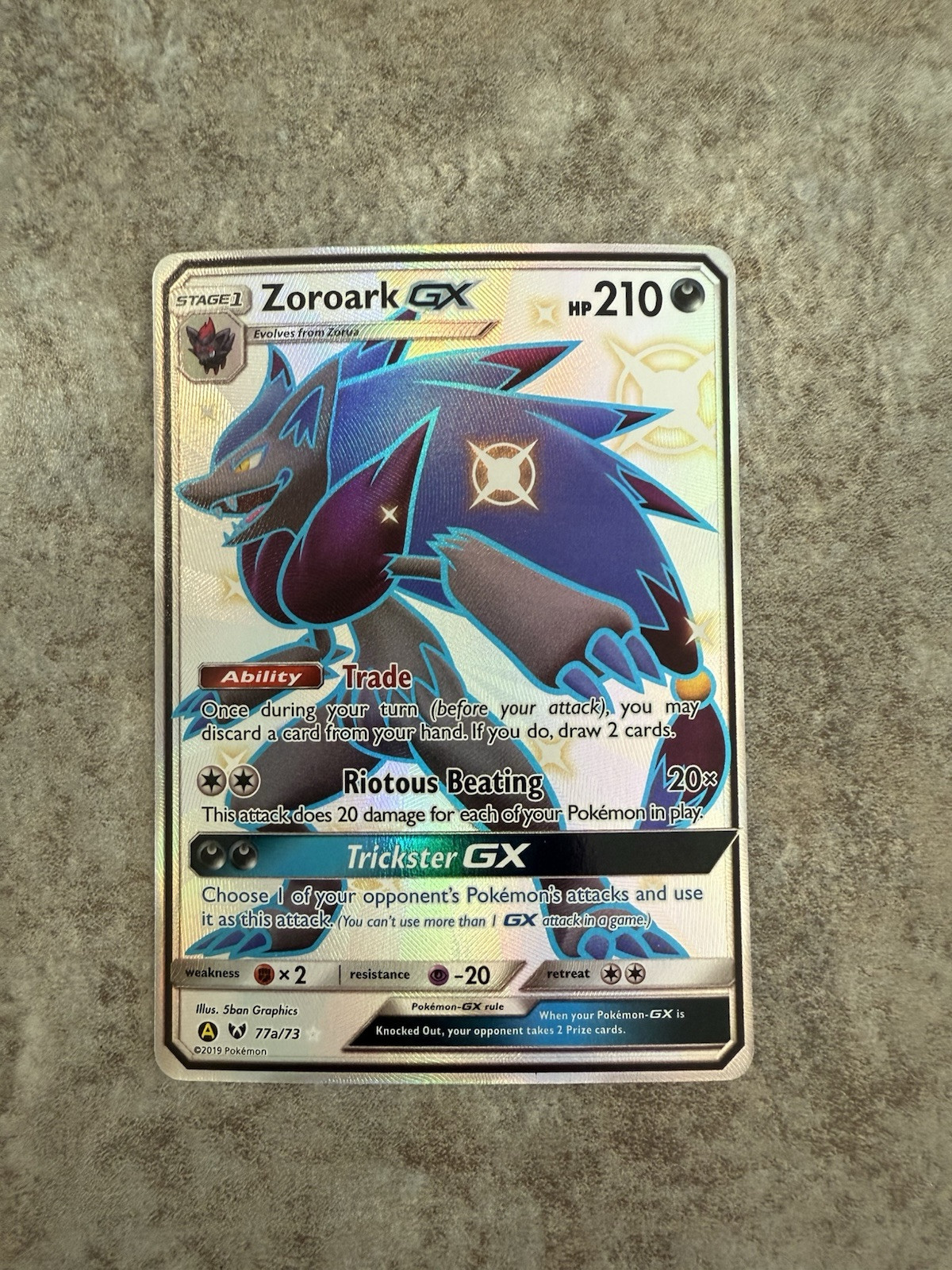 Zoroark GX 77a/73 Full Art Shiny Pokémon SM Hidden Fates