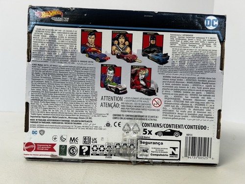 Hot Wheels Character Cars DC Comics 5-Pack Boxed Set Includes Superman Batman - Picture 2 of 5