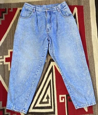 Vintage Gitano Acid wash capri jeans pleated 16 short 80s 90s tapered loose