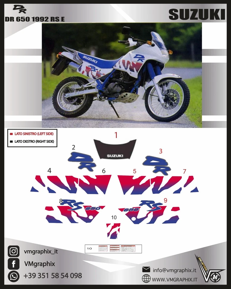 APA KIT Suzuki DR 650 1991 RS E adesivi/adhesives/grafiche/stickers/decals