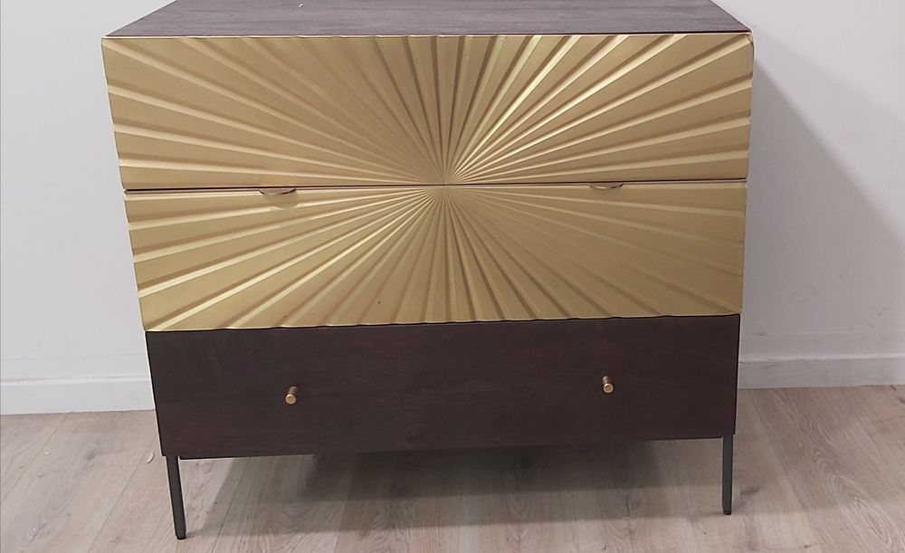 Swoon Ziggy Brass and Charcoal Three Drawer Chest RRP £599 eBay