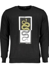 Roberto Cavalli Black Snake Graphic Logo Mens Crewneck Sweatshirt Size M medium