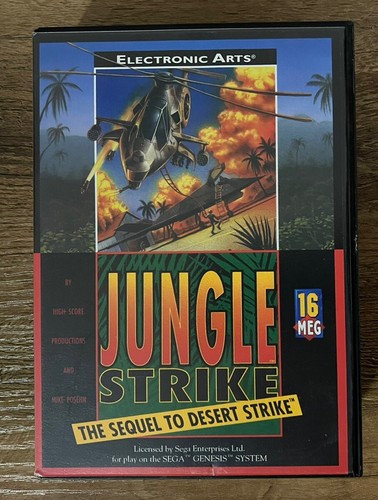 Jungle Strike (Sega Genesis, 1993) Authentic Game CIB Tested - Afbeelding 1 van 7