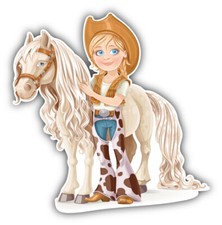 Cute Girl Cowboy Rider Car Bumper Sticker Decal - "SIZES"