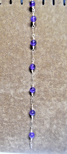 8" LARGE BEAD AMETHYST 1/20- ROLLED GOLD, SERPINTINE BRACELET, LOBSTER CLAW - Picture 2 of 5