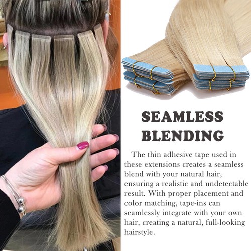 Extra Thick Tape In Skin Weft Remy Human Hair Extensions 80Piece=200G Full Head - Picture 6 of 40