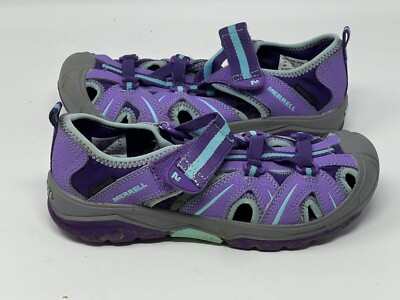 Merrell Girls Sz 4M HydroHiker Sandals Water Fishing Shoes Purple