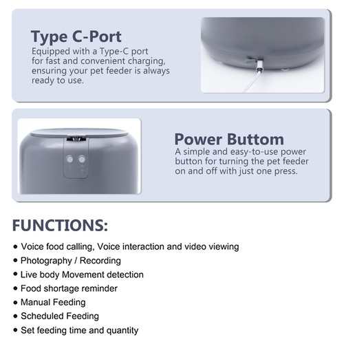 PET FEEDER Automatic SMART with 1080P HD Wifi Camera, Smart Feed Auto Pet Food - Picture 13 of 16