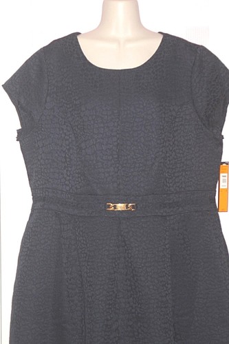 NWT Dress I LE New York Navy Blue Jacquard Elegant Sz 18 $79.99 - Picture 2 of 5