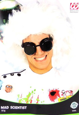 Fasching Perücke Mad Scientist, weiß, Wissenschaftler, Karneval, Halloween ??