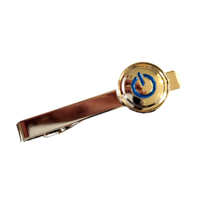 Power Button Turn Me On Computer Symbol Work Suit Wedding Tie Bar Clip