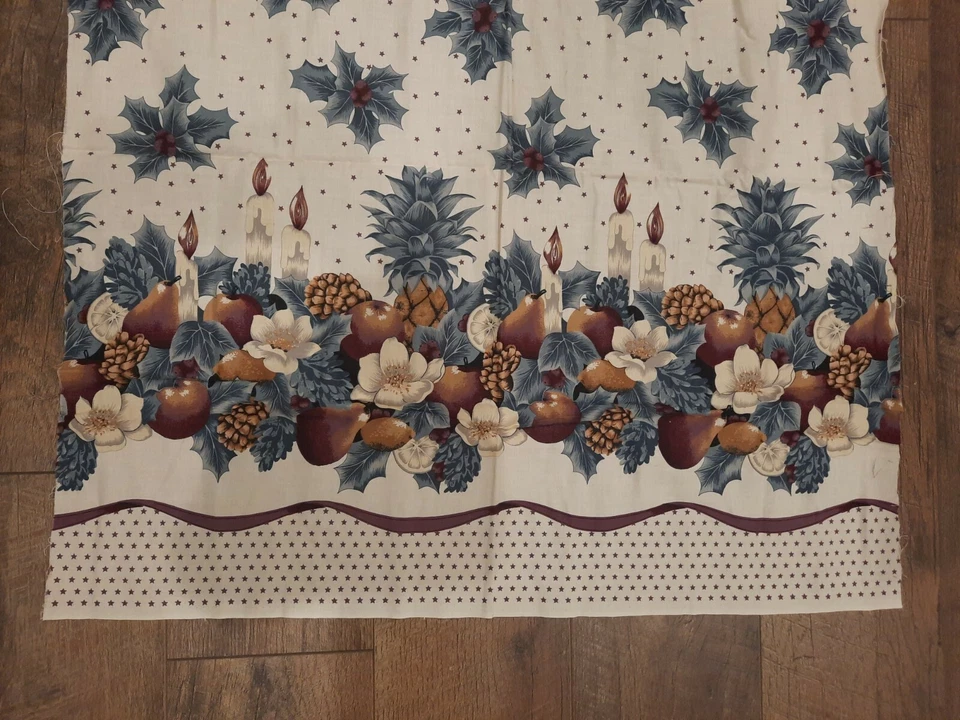 English Collection by David Textiles Fabric 58" X 27" Cotton Christmas Ivory - Image 2 of 4