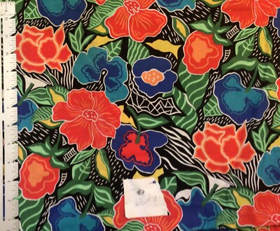 Vintage Groovy Tropical Flower Power Cotton Fabric By the Yard