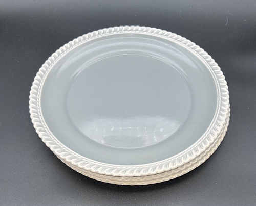 Harker Pottery 1840 9-1/4" Dinner Plates Green with White Trim Crazing Set/3