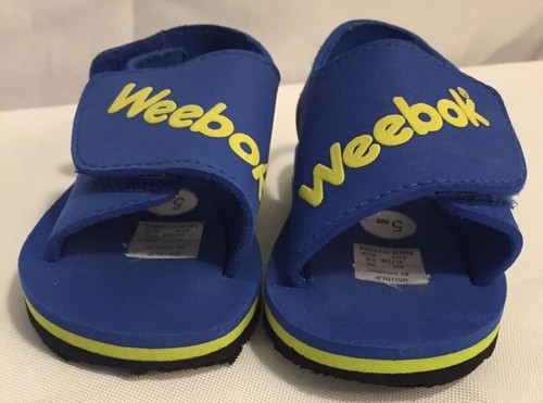 Toddler Baby Weebok Beach Sandals Blue Neon Green Toddler Adjustable Strap 5M - Picture 5 of 9