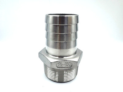 HB150150 1 PC STAINLESS 304 STEEL HOSE BARB 1 1/2'' NPT PIPE - 1 1/2'' HOSE