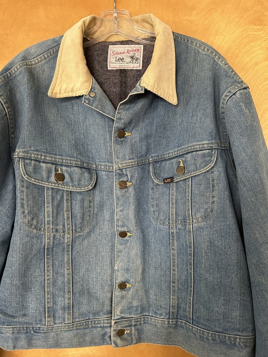 ジャケット・アウター 70s Lee STORM RIDER quilting vest Vintage 70's Lee Storm Rider Denim Jacket W/ Cord Collar