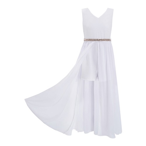 UK Girl Maxi Dress Rhinestone Evening Party Ball Gown Christening Princess Dress - Picture 32 of 45
