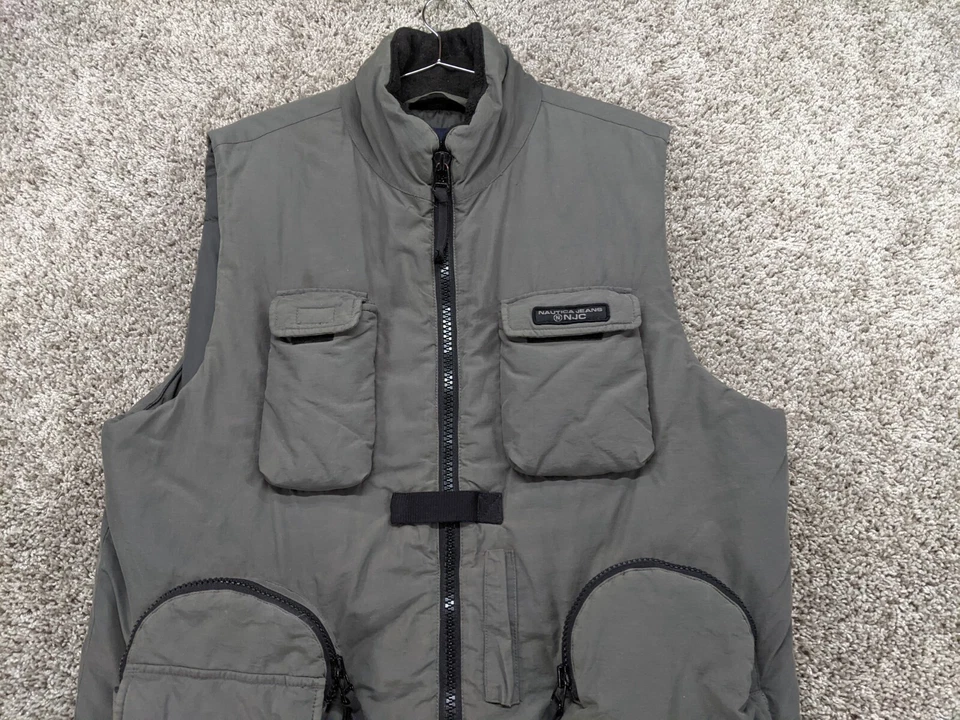 Chaleco acolchado táctico grande vintage Nautica Jeans Co. años 90 Tech Rave Skate Hiphop Foto 2 de 4