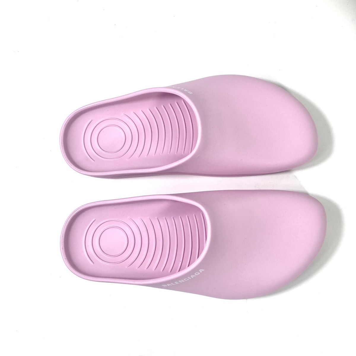 【BALENCIAGA】ローズプリント プールスライド Balenciaga Pool Logo Closed Slides Clogs Pink Women Size 8
