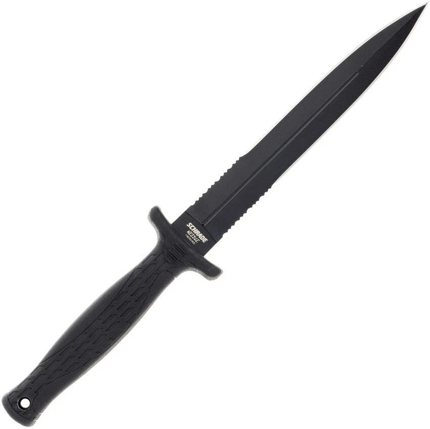 Daga fija Schrade Needle Magnum 6" AUS-8 hoja de acero mango de goma negro Foto 4 de 4