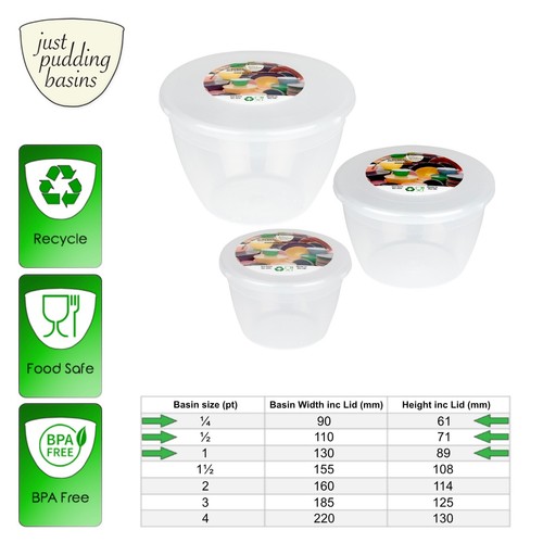 Ciotola per bacino in plastica Just Pudding con coperchi dimensioni 1⁄4 1⁄2 1 pinta - Foto 2 di 34