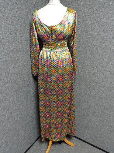 1960s Periphery Arthur Williams Psychedelic Maxi Dress UK 10 LN029 JJ 08 - Picture 5 of 5