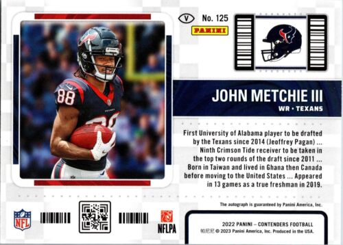 2022 Panini Contenders #125 John Metchie III /23 AUTO - Picture 2 of 2