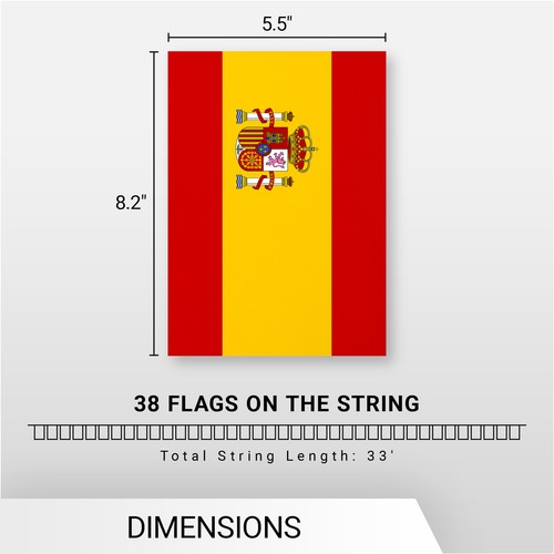 Spanien Spanisch gedruckt Wimpel Banner, Flagge 8,2 x 5,5 Zoll, volle Schnur 33 Fuß - Bild 7 von 7