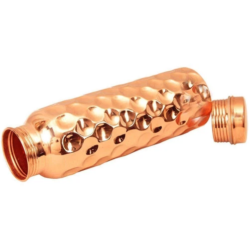 100% Pure Copper Water Bottle Diamond Handmade For Health Benefits 1000ml - Picture 2 of 4