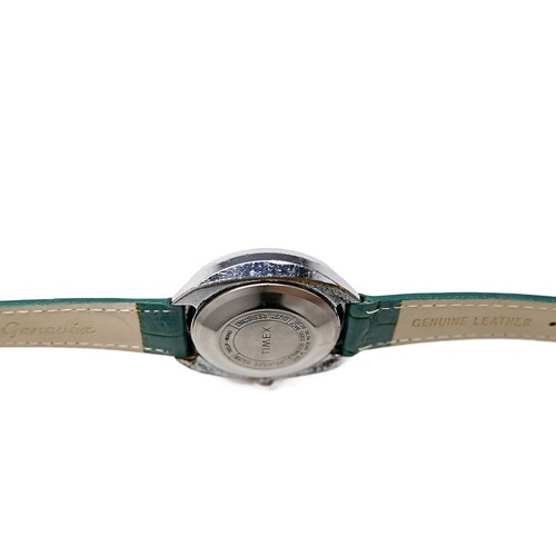 Timex Men's Automatic Vintage 39mm Arabic Numerals Teal Leather UFO non running - Picture 9 of 10