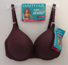 NWT Vanity Fair Extreme Ego Boost Push-Up Bra 2131101 Midnight Plum Pattern 34C