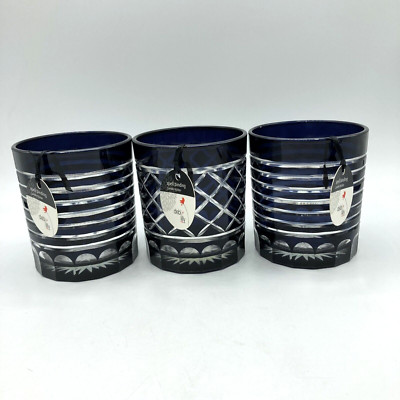 3 Set Debi Lilly Spell Binding Glass Candle Holder Black Stripe Diamond Witchy