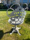 Antique  White Cast Iron Swivel  Garden Chair Rare Barn Find ! — photo 9