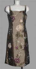 Ann Taylor Handpainted Look Roses Sequins Silk Sleeveless Dress Wm's 6 NWT $190