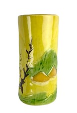 Vintage Ceramic Wall Pocket Japan Yellow Mountain Trees Scene