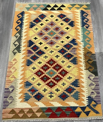 Vintage Kelim Traditionell Handgefertigt Orientalisch Wolle Kelim 4ftx3ft 127cmx85cm