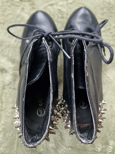 Spiked High Heels / Ankle Boots – Schwarz mit Nieten – Gr. 38 (UK 5) – Rock Punk - Bild 4 von 6