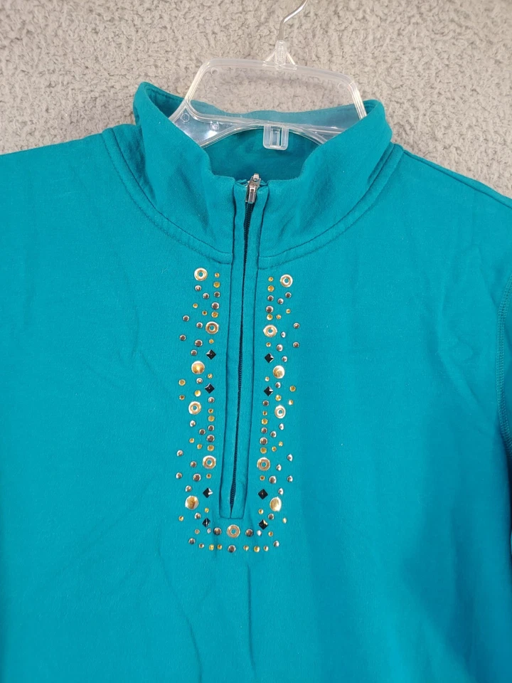 Sudadera deportiva inteligente mediana para mujer 1/4 cremallera manga larga pulóver con cuentas Foto 2 de 4