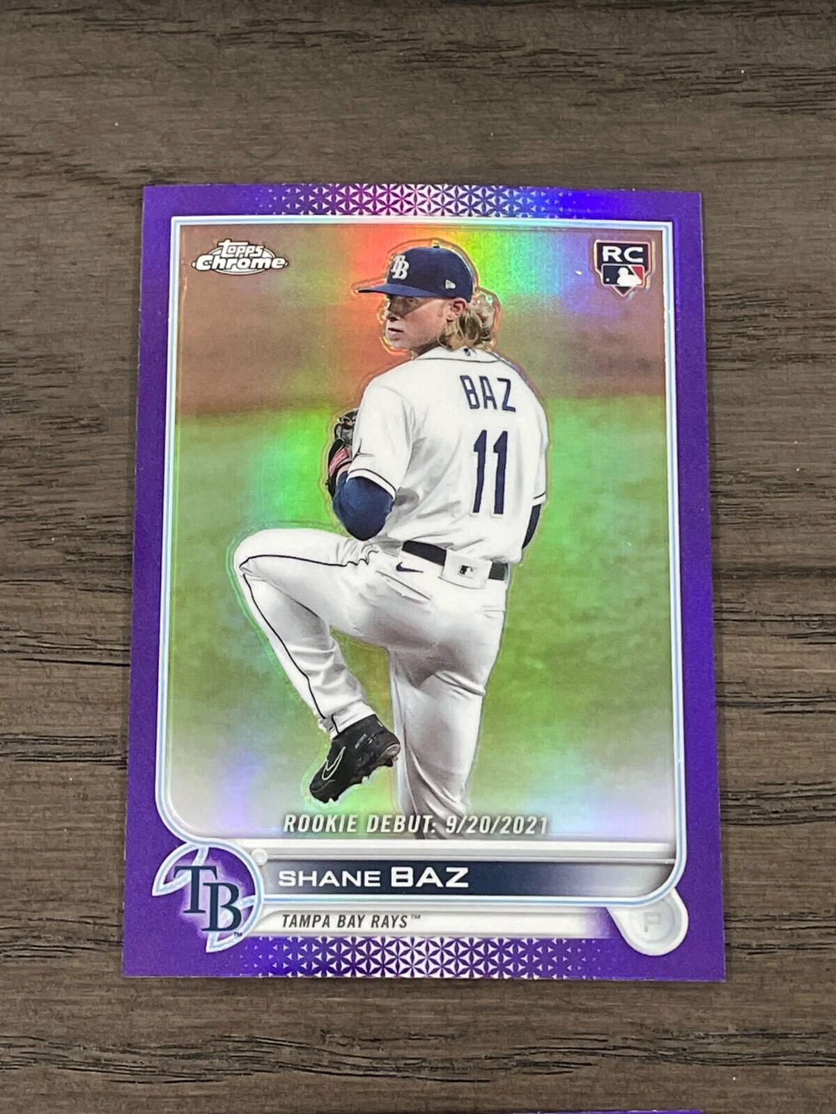 2022 Topps Chrome Update Purple Refractor Shane Baz RC #USC175 Tampa Bay Rays