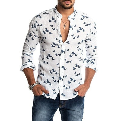 Ropa Camisas de Moda Para Vestir Camisa De Hombre Camiseta Hilo Manga Larga  | eBay