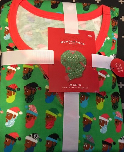 Men's 2XL Green Multi Santa Claus Print Pajama Set Christmas Holiday Sleepwear - Picture 4 of 6