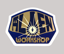 Alien WorkShop OG Logo Skateboard Sticker 3.5 inches gold / navy NOS AWS4