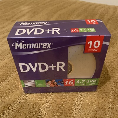 Memorex 4.7Gb/16x DVD+R (10-Pack Slim Case) Brand new Sealed Package