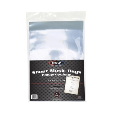 NEW (25 CT) BCW Sheet Music Bags- Clear Acid Free