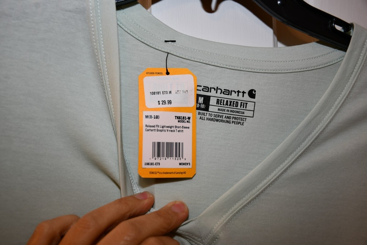 Carhartt Green Relaxed Fit V-Neck T-Shirt Size M NWT | eBay