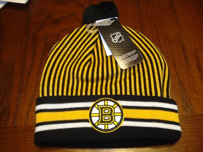Boston Bruins NHL Youth Boy's Team Logo Cuffed Knit Pom Beanie Cap Hat Hats 