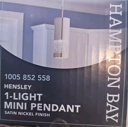 Hampton Bay Hensley 1-Light Satin Nickel Mini Pendant New